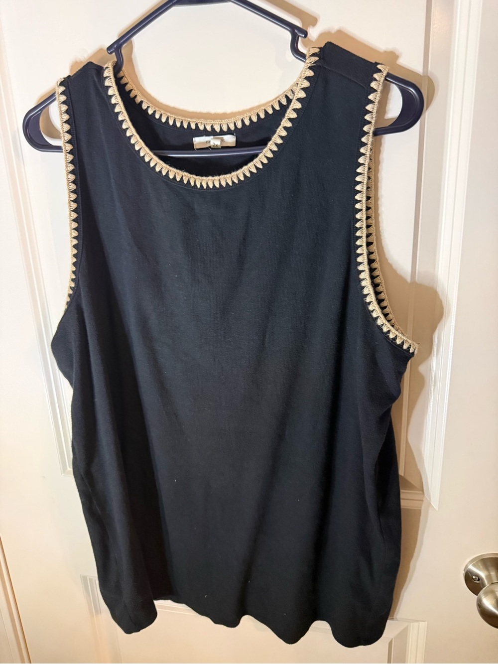 Maurices Black Crochet Trim Sleeveless Top 2X Boho Tank Neutral Beige